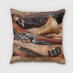 Подушка квадратная Охотничье снаряжение, цвет: 3D-принт