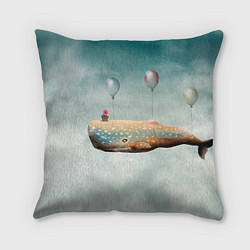 Подушка квадратная Летящий кит, цвет: 3D-принт