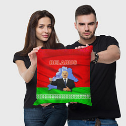 Подушка квадратная Беларусь - Александр Лукашенко, цвет: 3D-принт — фото 2
