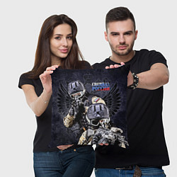 Подушка квадратная Спецназ России - штурмовая пара, цвет: 3D-принт — фото 2