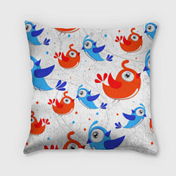 Подушка квадратная Птички, цвет: 3D-принт