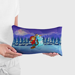 Подушка-антистресс Тигр и снеговик Новогодние, цвет: 3D-принт — фото 2