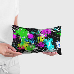 Подушка-антистресс Разноцветные пятна краски на черном фоне, цвет: 3D-принт — фото 2