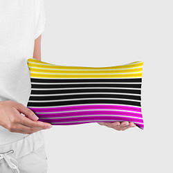 Подушка-антистресс Желтые розовые и черные полосы на белом, цвет: 3D-принт — фото 2
