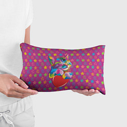 Подушка-антистресс Сердечный котик в поп-арте, цвет: 3D-принт — фото 2