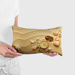 Подушка-антистресс Композиция из ракушек и компаса на песке, цвет: 3D-принт — фото 2