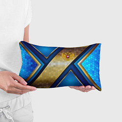Подушка-антистресс Золотой герб России на синем объемном фоне, цвет: 3D-принт — фото 2
