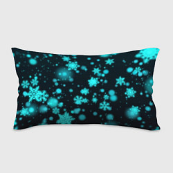 Подушка-антистресс Неоновые снежинки на черном фоне, цвет: 3D-принт