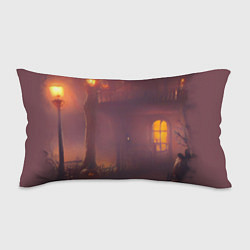 Подушка-антистресс Викторианский дом и старые фонари с тыквами в пурп, цвет: 3D-принт
