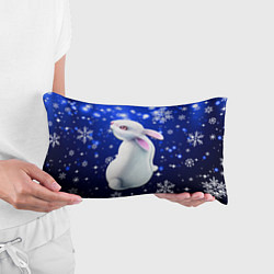 Подушка-антистресс Белый кролик в снежинках, цвет: 3D-принт — фото 2