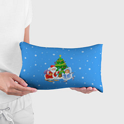 Подушка-антистресс Дед Мороз, Снегурочка и елка, цвет: 3D-принт — фото 2