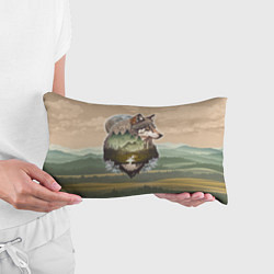 Подушка-антистресс Портрет волка в технике двойной экспозиции, цвет: 3D-принт — фото 2