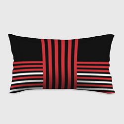 Подушка-антистресс Красно черный полосатый узор, цвет: 3D-принт