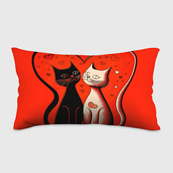 Подушка-антистресс Влюблённые кошки на красном фоне, цвет: 3D-принт