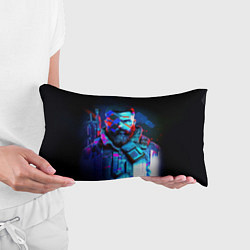 Подушка-антистресс Неоновый воин в стиле киберпанк, цвет: 3D-принт — фото 2