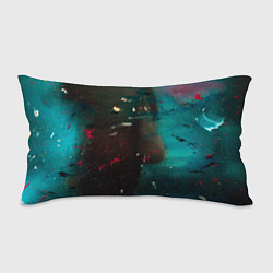Подушка-антистресс Абстрактные тьма, светло-синий туман и мазки красо, цвет: 3D-принт