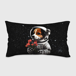 Подушка-антистресс Щенок космонавт с тюльпанами, цвет: 3D-принт