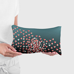 Подушка-антистресс Падающие сердечки на зеленом фона, цвет: 3D-принт — фото 2