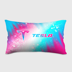 Подушка-антистресс Tesla neon gradient style: надпись и символ, цвет: 3D-принт