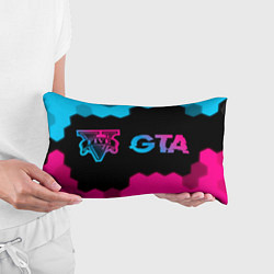 Подушка-антистресс GTA - neon gradient: надпись и символ, цвет: 3D-принт — фото 2