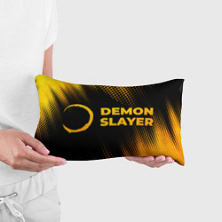 Подушка-антистресс Demon Slayer - gold gradient: надпись и символ, цвет: 3D-принт — фото 2