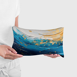 Подушка-антистресс Белый, синий, золотой импасто абстракция, цвет: 3D-принт — фото 2