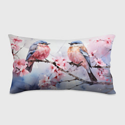 Подушка-антистресс Птицы в ветвях сакуры акварель, цвет: 3D-принт
