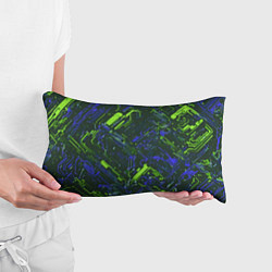 Подушка-антистресс Киберпанк линии зелёные и синие, цвет: 3D-принт — фото 2