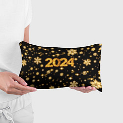Подушка-антистресс Новый 2024 год - золотые снежинки, цвет: 3D-принт — фото 2