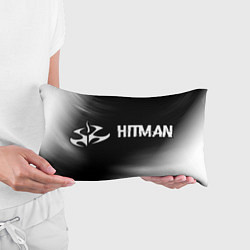 Подушка-антистресс Hitman glitch на темном фоне по-горизонтали, цвет: 3D-принт — фото 2