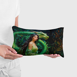 Подушка-антистресс Нейросеть - девушка с зелёным драконом, цвет: 3D-принт — фото 2