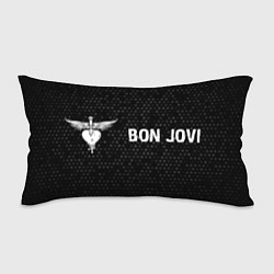 Подушка-антистресс Bon Jovi glitch на темном фоне по-горизонтали, цвет: 3D-принт