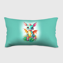Подушка-антистресс Зеленый дракончик с новогодними игрушками, цвет: 3D-принт