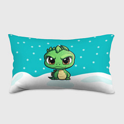 Подушка-антистресс Маленький зеленый забавный новогодний дракон, цвет: 3D-принт