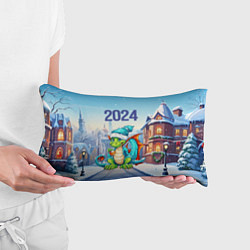Подушка-антистресс Дракон новогодний в синей шапке, цвет: 3D-принт — фото 2