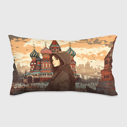 Подушка-антистресс Русская девушка на фоне Москвы, цвет: 3D-принт