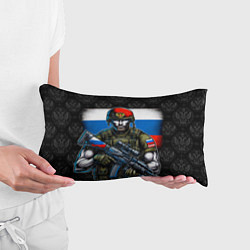 Подушка-антистресс Русский солдат на фоне флага, цвет: 3D-принт — фото 2