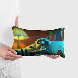Подушка-антистресс Сонный енот с пиццей на диване, цвет: 3D-принт — фото 2