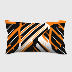 Подушка-антистресс Чёрно-оранжевые полосы на белом фоне, цвет: 3D-принт