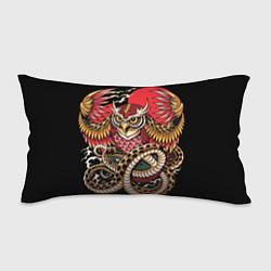 Подушка-антистресс Сова со змеёй в японском стиле, цвет: 3D-принт