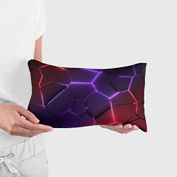 Подушка-антистресс Красно-фиолетовые неоновые плиты в разломе, цвет: 3D-принт — фото 2