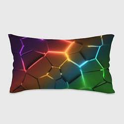 Подушка-антистресс Радужные неоновые плиты в разломе, цвет: 3D-принт
