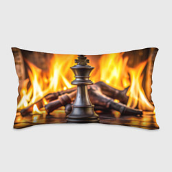 Подушка-антистресс Шахматы - король на фоне огня, цвет: 3D-принт