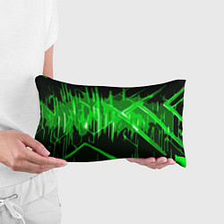 Подушка-антистресс Зелёная агрессивная абстракция на чёрном фоне, цвет: 3D-принт — фото 2