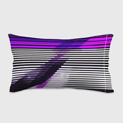 Подушка-антистресс Фиолетово-чёрные полосы на белом фоне, цвет: 3D-принт