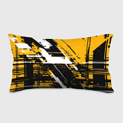 Подушка-антистресс Diagonal black and white stripes on a yellow backg, цвет: 3D-принт