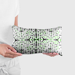 Подушка-антистресс Чёрно-зелёный диагональные полосы на белом фоне, цвет: 3D-принт — фото 2