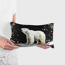 Подушка-антистресс Белый медведь на черном, цвет: 3D-принт — фото 2