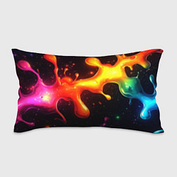 Подушка-антистресс Радужные кляксы на черном фоне, цвет: 3D-принт