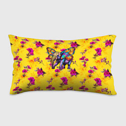 Подушка-антистресс Слон с крыльями бабочки на цветочном фоне, цвет: 3D-принт